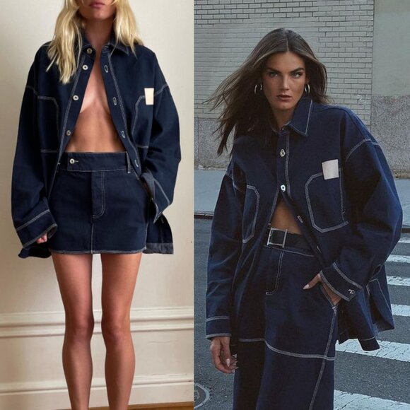 Helsa Denim Overshirt in Navy Oversized Jacket‎ Size XS/S - Picture 2 of 11